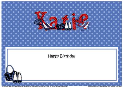Large Dl Birthday Katie Shoes & Handbags Insert