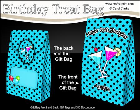 3D 30th Birthday Angela Gift Bag Mini Kit