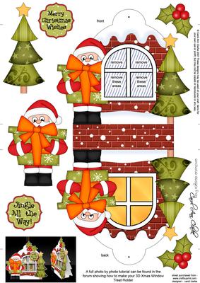 3D Santa Xmas Window Treat Holder Christmas Decoration