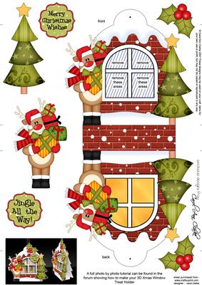 3D Rudolph Xmas Window Treat Holder Christmas Decoration