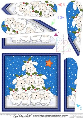Xmas Little Lambs Fan Pyramage Topper