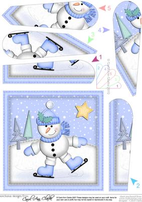 Xmas Skating Snowman Fan Pyramage Topper