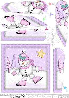 Xmas Skating Snowman Fan Pyramage Topper