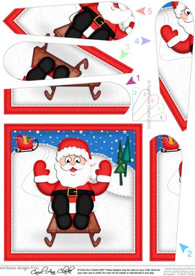Xmas Sledging Santa Fan Pyramage Topper
