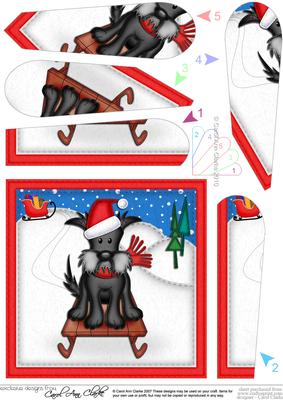Xmas Sledging Hamish Scottie Dog Fan Pyramage Topper