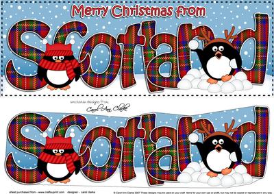 Large Dl Christmas from Scotland Pip Penguin 3D Decoupage