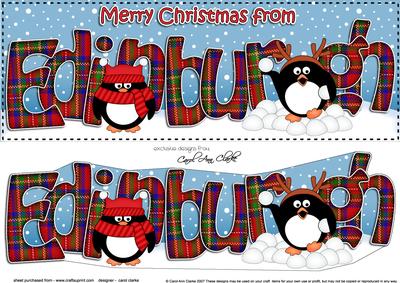 Large Dl Christmas from Edinburgh Pip Penguin 3D Decoupage