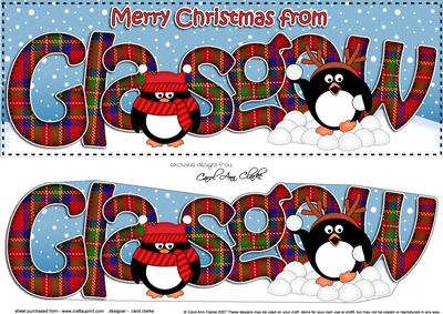 Large Dl Christmas from Glasgow Pip Penguin 3D Decoupage