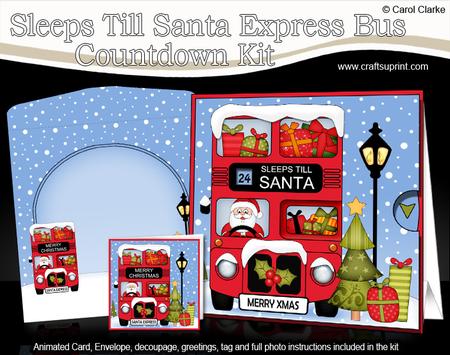 3D Christmas Santa Sleeps Till Santa Express Animated Card