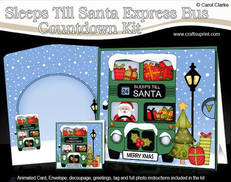 3D Christmas Santa Sleeps Till Santa Express Animated Card