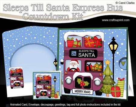 3D Christmas Santa Sleeps Till Santa Express Animated Card