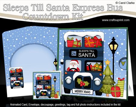 3D Christmas Santa Sleeps Till Santa Express Animated Card