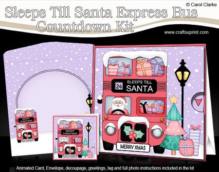 3D Christmas Santa Sleeps Till Santa Express Animated Card