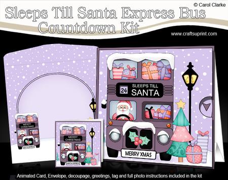3D Christmas Santa Sleeps Till Santa Express Animated Card