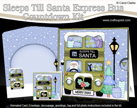 3D Christmas Santa Sleeps Till Santa Express Animated Card