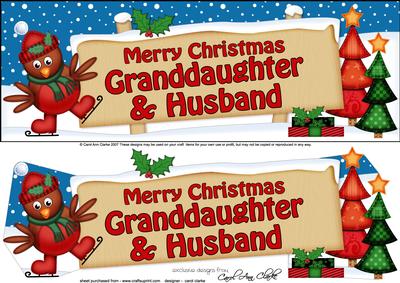 Lge Dl Xmas Granddaughter & Husband Robin 3D Decoupage