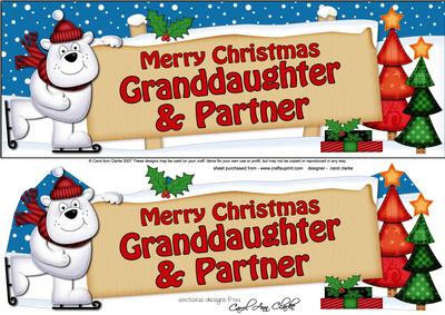 Lge Dl Xmas Granddaughter & Partner Polar Bear 3D Decoupage
