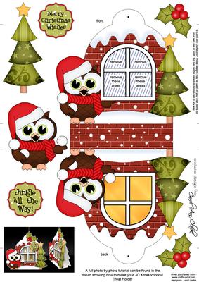 3D Hoot Owl Xmas Window Treat Holder Christmas Decoration