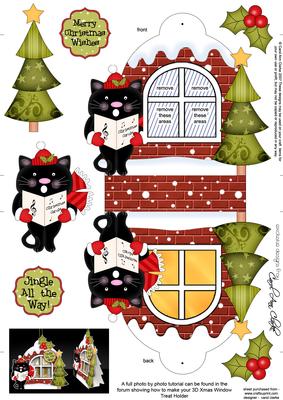 3D Cute Cat Xmas Window Treat Holder Christmas Decoration
