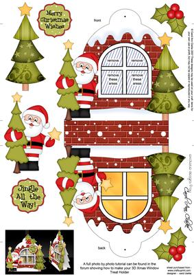 3D Santa Xmas Window Treat Holder Christmas Decoration