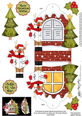 3D Rudolph Xmas Window Treat Holder Christmas Decoration