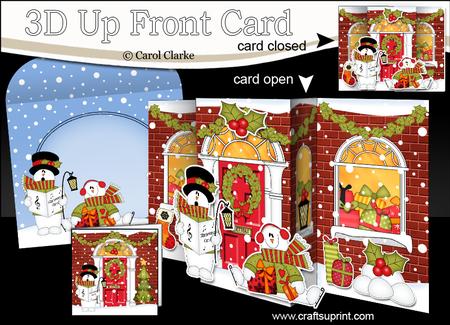 3D Christmas Singing Snowman Up Front Card Decoupage