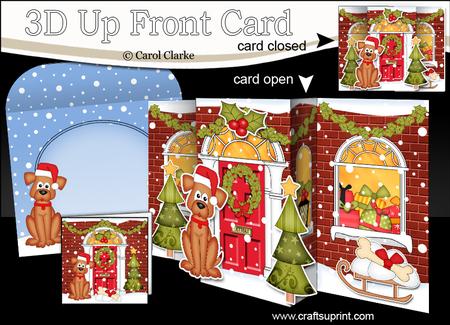 3D Christmas Rusty Dog's Bone Up Front Card Decoupage