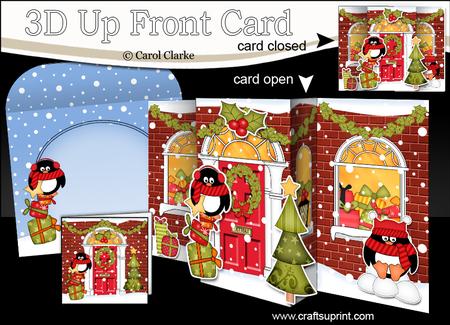 3D Christmas Pip Penguin's Star Up Front Card Decoupage