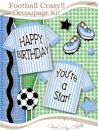 Football Crazy!! Kit - Pale Blue with Decoupage