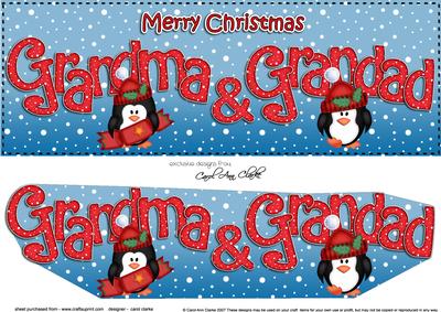 Large Dl Xmas Grandma & Grandad Penguins 3D Decoupage