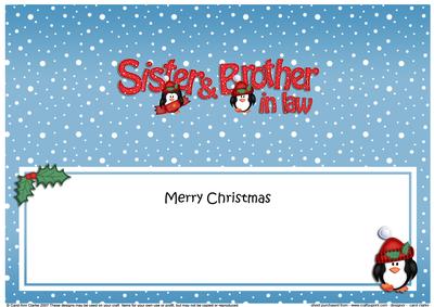 Large Dl Xmas Sister & Brother in Law Penguins Insert