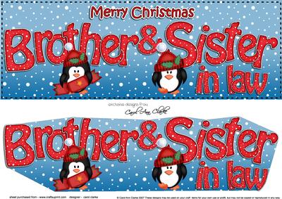 Large Dl Xmas Brother & Sister in Law Penguins 3D Decoupage