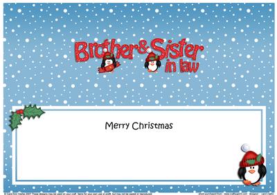 Large Dl Xmas Brother & Sister in Law Penguins Insert