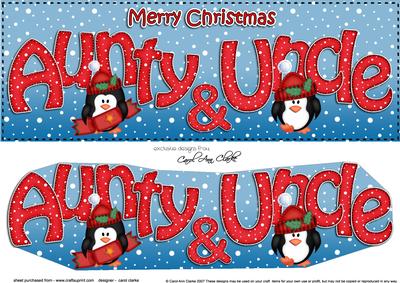 Large Dl Xmas Aunty & Uncle Penguins 3D Decoupage