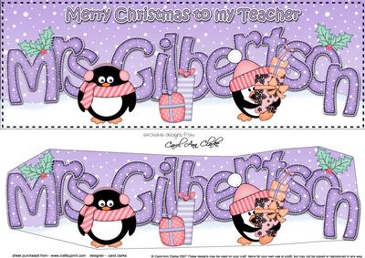 Large Dl Xmas Mrs Gilbertson Penguins 3D Decoupage