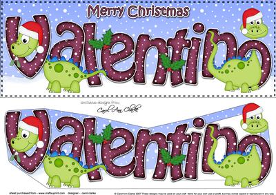 Large Dl Xmas Valentino Dinosaur 3D Decoupage