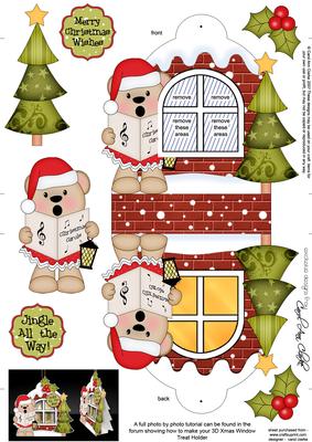 3D Livvy Bear Xmas Window Treat Holder Christmas Decoration