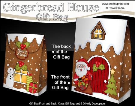 3D Xmas Santa Gingerbread House Gift Bag Mini Kit