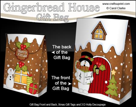 3D Xmas Singing Snowman Gingerbread House Gift Bag Mini Kit