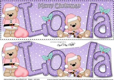 Large Dl Xmas Lola Livvy Bear 3D Decoupage