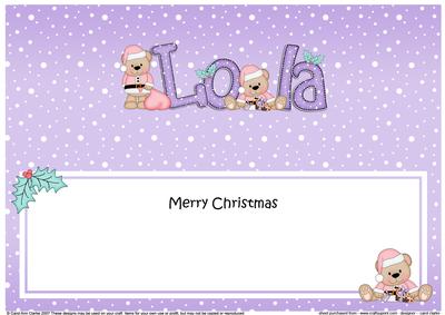 Large Dl Xmas Lola Livvy Bear Matching Insert