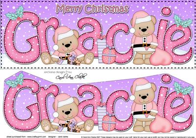 Large Dl Xmas Gracie Livvy Bear 3D Decoupage