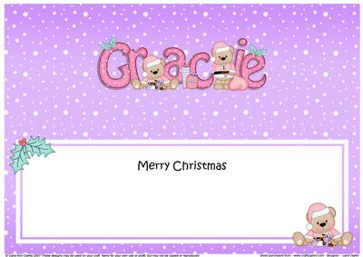 Large Dl Xmas Gracie Livvy Bear Matching Insert
