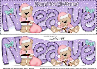 Large Dl 1st Xmas Neave Livvy Bear 3D Decoupage