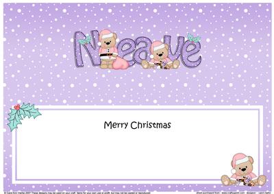Large Dl Xmas Neave Livvy Bear Matching Insert