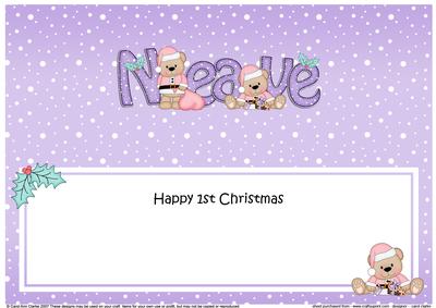 Large Dl 1st Xmas Neave Livvy Bear Matching Insert