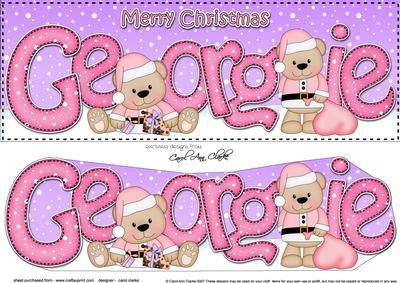 Large Dl Xmas Georgie Livvy Bear 3D Decoupage