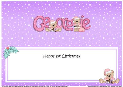 Large Dl 1st Xmas Georgie Livvy Bear Matching Insert