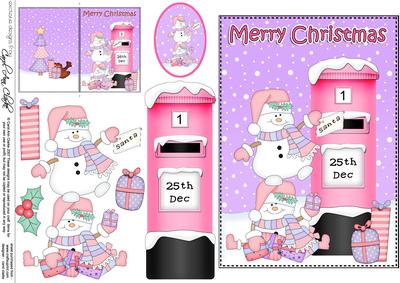 Christmas Snowmen Postbox 5x7 3D Decoupage