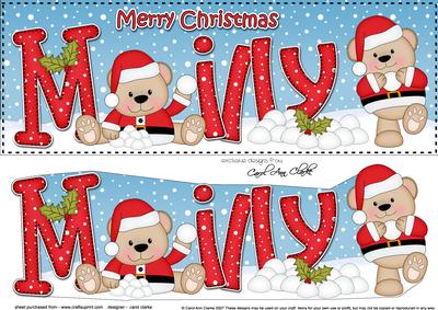 Large Dl Xmas Milly Livvy Bear 3D Decoupage